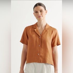 Quince Linen Short Sleeve Button Down Shirt